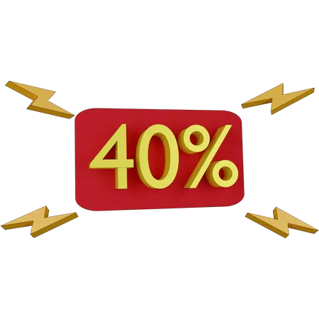40 Percent Discount Tag  3D Illustration