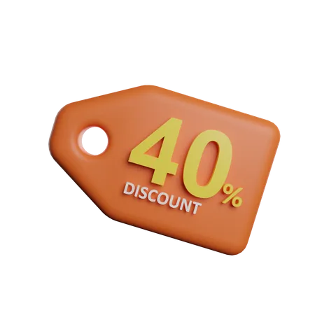 40 Percent Discount Tag 3D Illustration