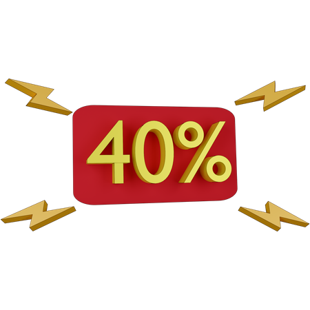 40 Percent Discount Tag  3D Illustration