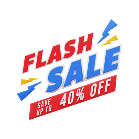 40 Percent Flash Sale 3D Illustration