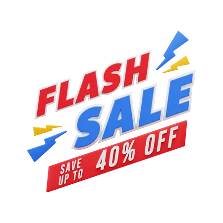 40 Percent Flash Sale 3D Illustration