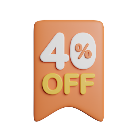 40 Percent Off Badge  3D Icon