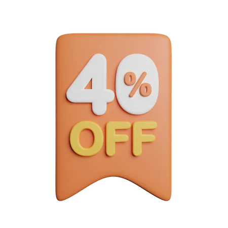 40 Percent Off Badge  3D Icon