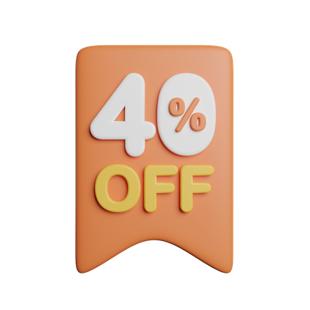 40 Percent Off Badge 3D Icon