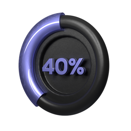 40 Percent Pie Chart  3D Illustration