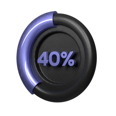 40 Percent Pie Chart  3D Illustration