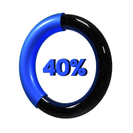 40 Percent Pie Chart  3D Illustration