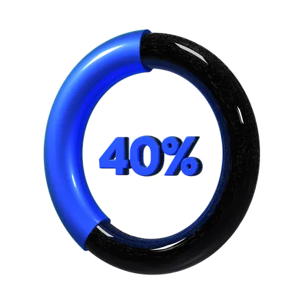 40 Percent Pie Chart  3D Illustration