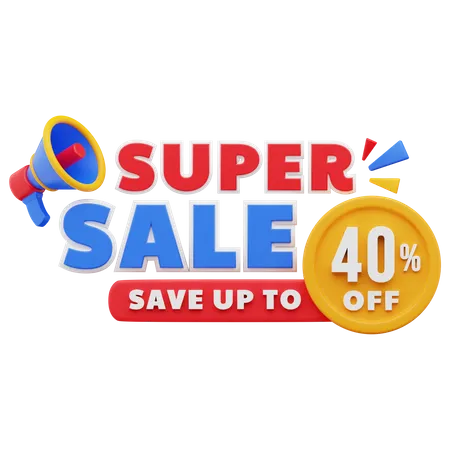40 Percent Super Sale 3D Illustration
