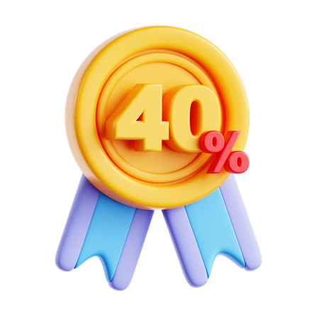 40 Percentage  3D Icon