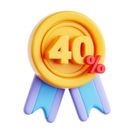 40 Percentage  3D Icon