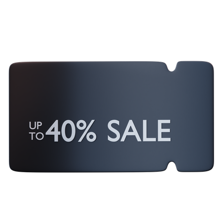 40 Percentage Voucher Discount  3D Icon