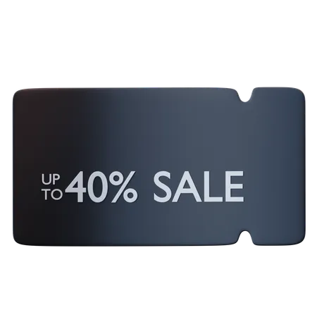 40 Percentage Voucher Discount  3D Icon