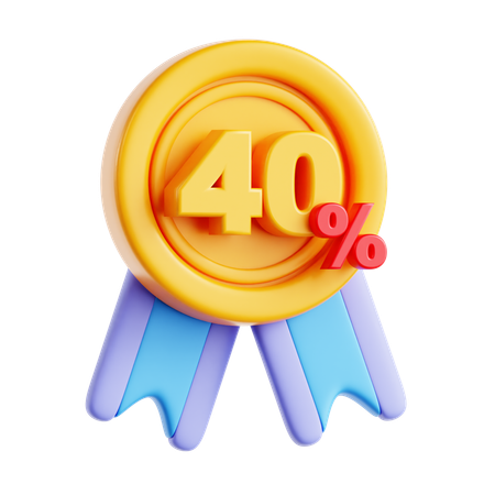 40 por ciento de descuento  3D Icon