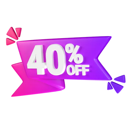 40% Rabatt-Tag  3D Icon