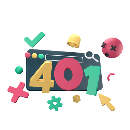 Erro 401 não autorizado  3D Icon