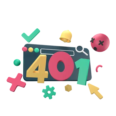 401 Unauthorized Error 3D Icon