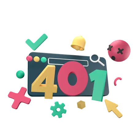 401 Nicht autorisierter Fehler  3D Icon