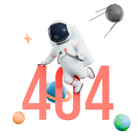 Erro 404 astronauta  3D Illustration