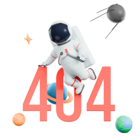 Erro 404 astronauta  3D Illustration