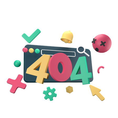 404 Four Not Found Error  3D Icon