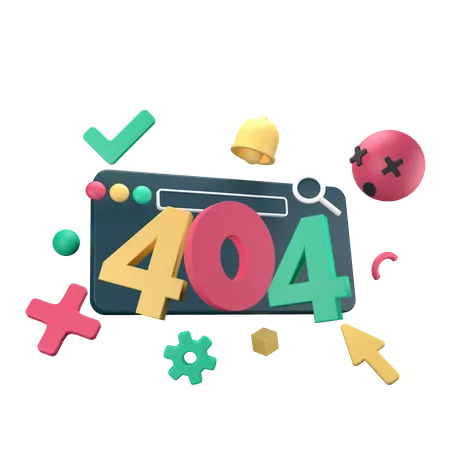 404 Four Not Found Error  3D Icon