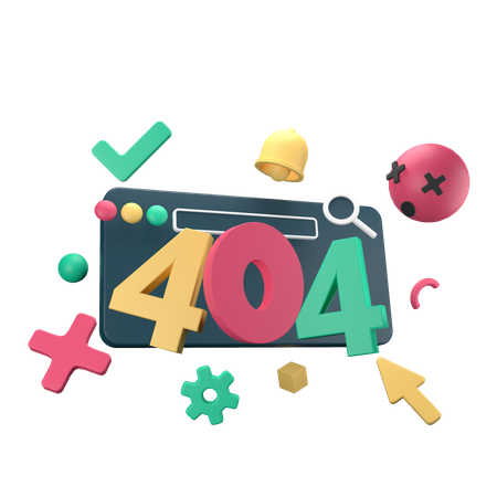 404 Four Not Found Error 3D Icon