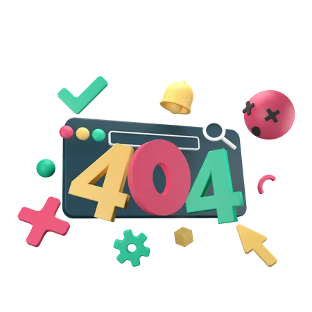 404 Four Not Found Error 3D Icon