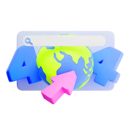 404 Not Found Over Globe  3D Icon