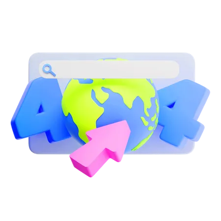 404 Not Found Over Globe 3D Icon