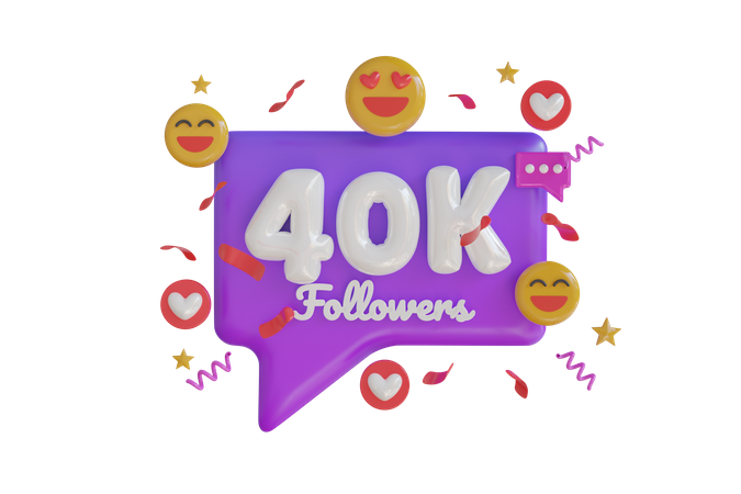 40k Followers  3D Icon