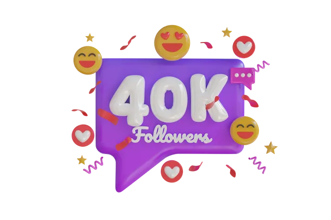 40k Followers 3D Icon