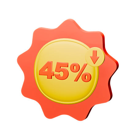 45% Discount Badge  3D Icon