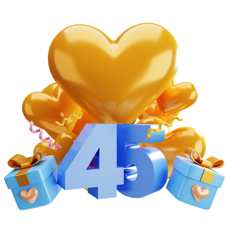 45-jähriges Jubiläum  3D Illustration