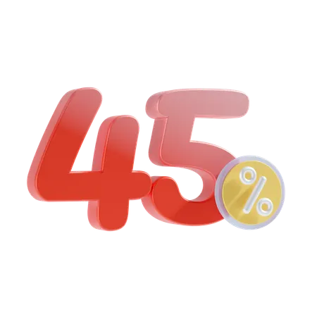 45 Percent  3D Icon