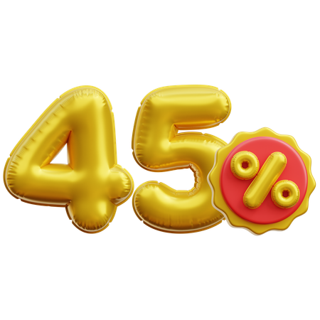 45 Percent  3D Icon