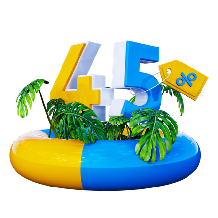 45 Percent Discount  3D Illustration