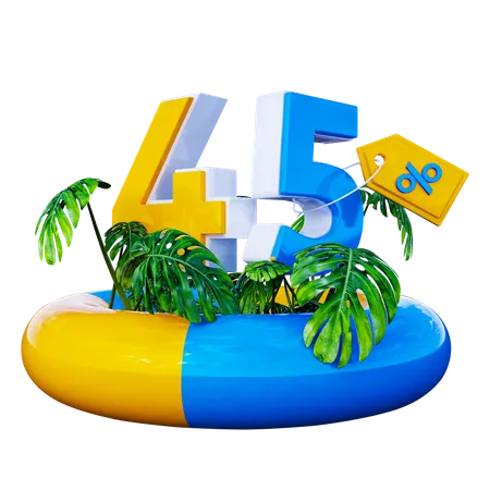 45 Percent Discount  3D Illustration