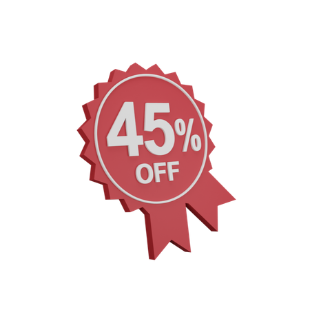 45 Percent Discount Badge  3D Icon