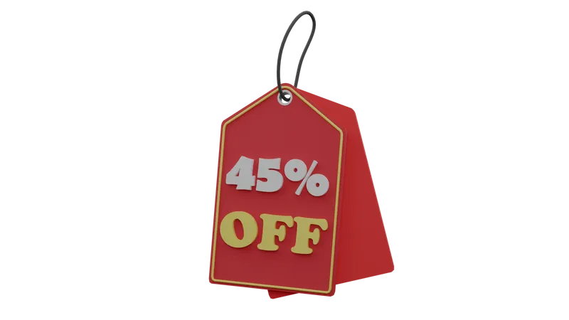 45 Percent Discount Tag  3D Icon