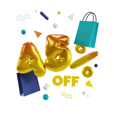 45 Percent Off  3D Illustration