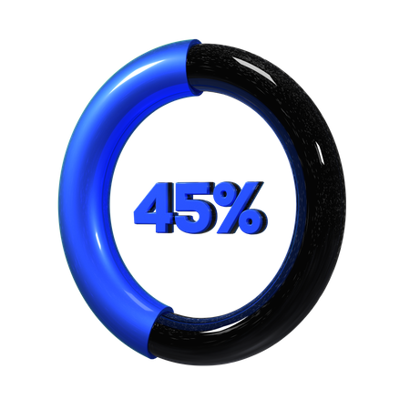 45 Percent Pie Chart  3D Illustration