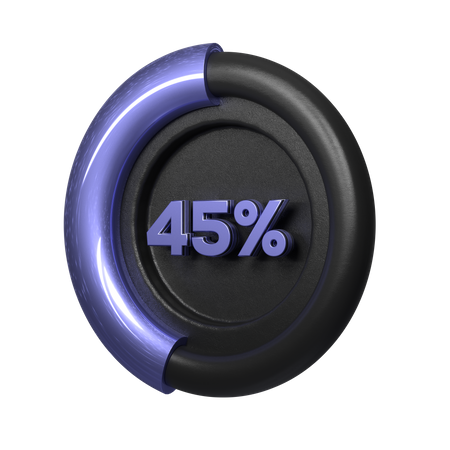 45 Percent Pie Chart  3D Illustration