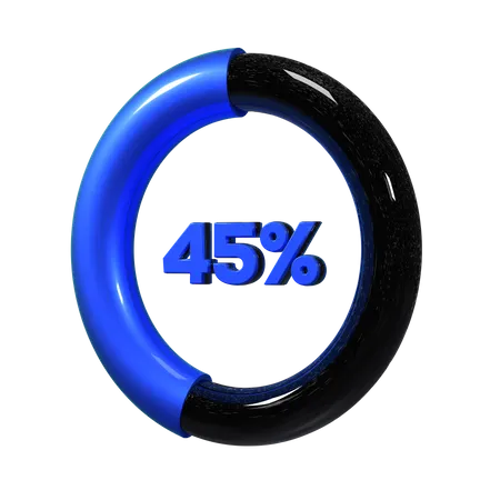 45 Percent Pie Chart  3D Illustration
