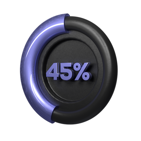 45 Percent Pie Chart  3D Illustration