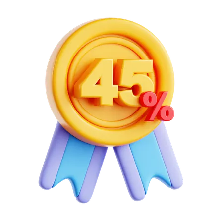 45 Percentage  3D Icon
