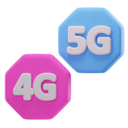 4G and 5G Network  3D Icon