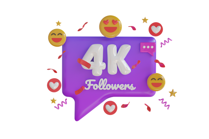 4k Follower  3D Icon