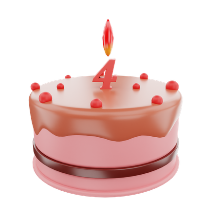 4th Birthday Cake 3D Icon