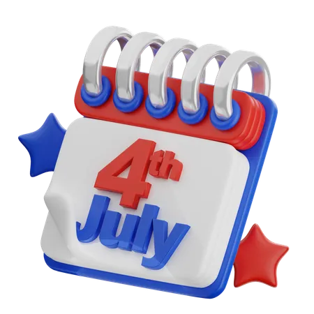 4th July Calendar  3D Icon